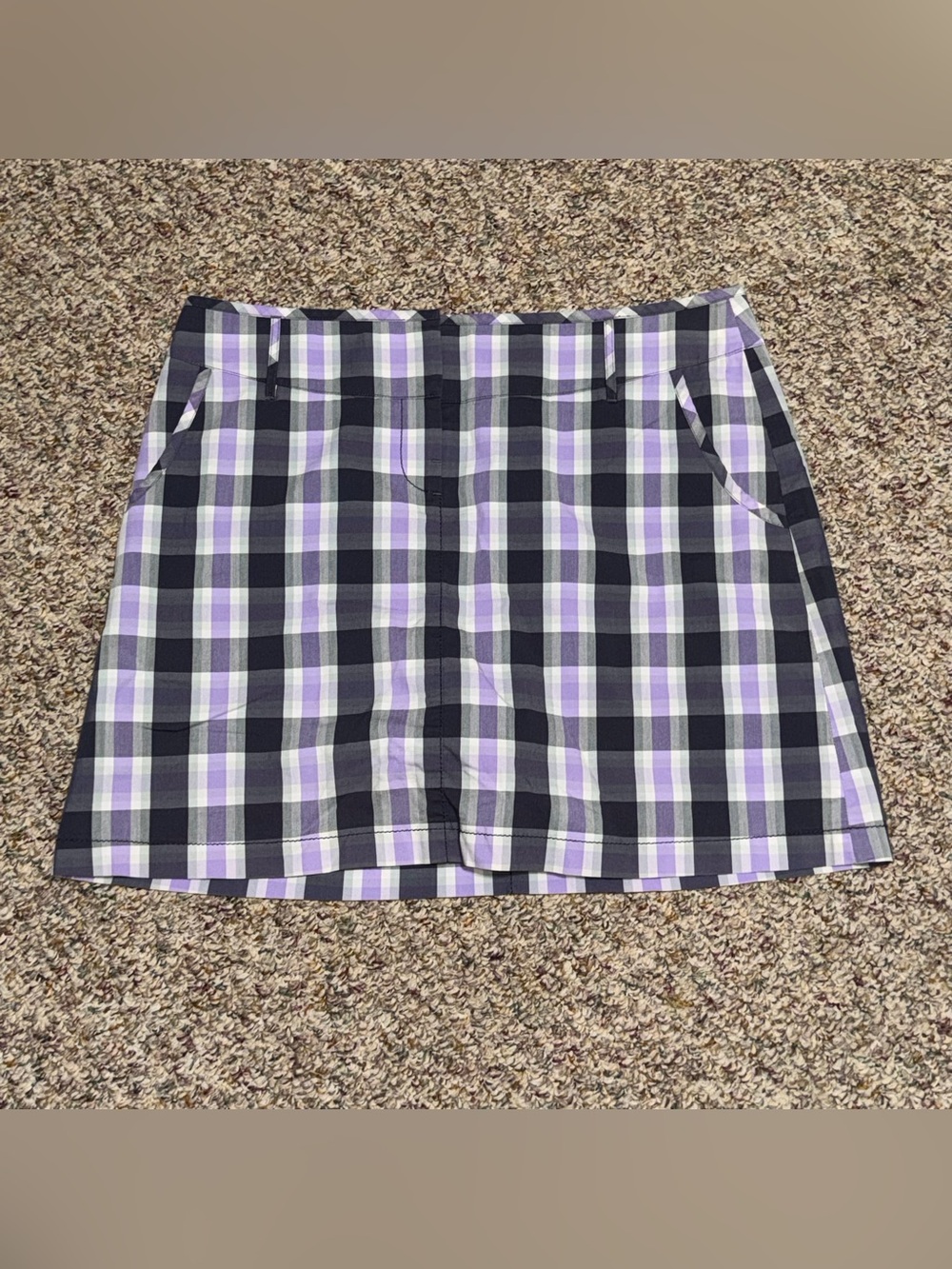 Women's size 12 skort Plaid Mini Skirt in Black, Gray & Lavender sports tennis